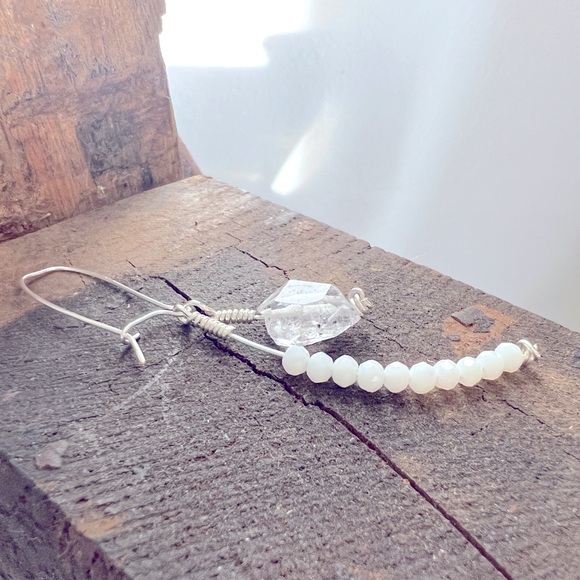 Handmade sterling silver herkimer diamond earrings - Picture 4 of 4